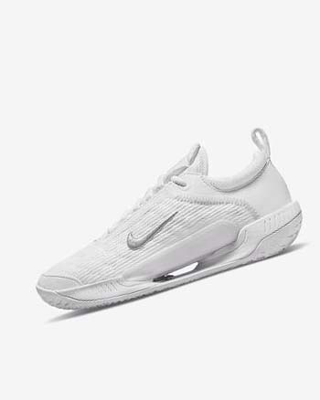 Buty do Tenisa Damskie Nike Court Zoom NXT Białe Szare Metal Srebrne | PL_5523