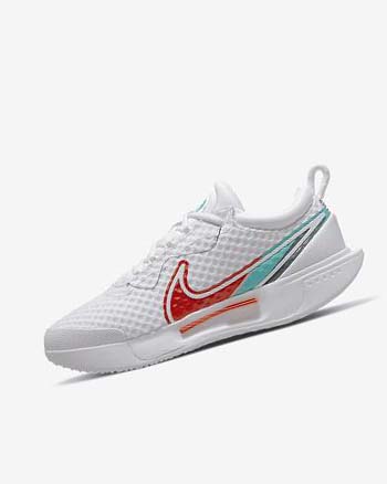 Buty do Tenisa Damskie Nike Court Zoom Pro Białe Czerwone Bordowe Turkusowe | PL_5570