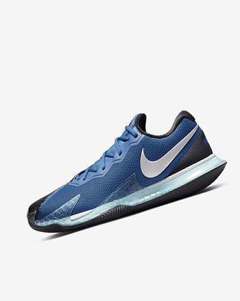 Buty do Tenisa Męskie Nike Court Air Zoom Vapor Cage 4 Rafa Niebieskie Czarne Metal Srebrne | PL_2974