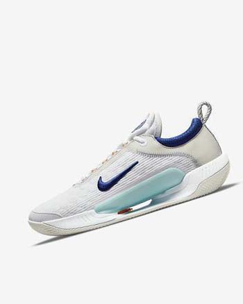 Buty do Tenisa Męskie Nike Court Zoom NXT Białe Głęboka Beżowe Turkusowe Jasny Królewski Niebieski Niebies | PL_4511