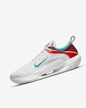 Buty do Tenisa Męskie Nike Court Zoom NXT Białe Głęboka Srebrne Czerwone Turkusowe | PL_4939