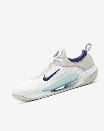 Buty do Tenisa Męskie Nike Court Zoom NXT Białe Głęboka Beżowe Turkusowe Jasny Królewski Niebieski Niebies | PL_5463