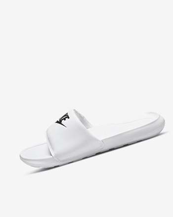 Klapki Damskie Nike Victori One Białe Białe Czarne | PL_2800