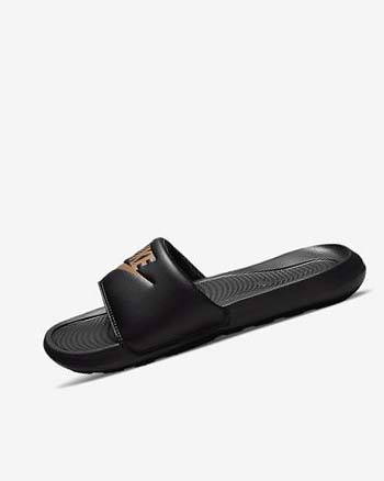 Klapki Damskie Nike Victori One Czarne Czarne Metal Czerwone Brązowe | PL_4703