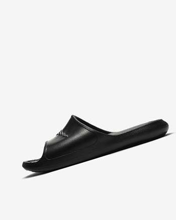 Klapki Damskie Nike Victori One Czarne Czarne Białe | PL_4914