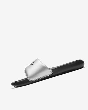 Klapki Damskie Nike Victori One Czarne Metal Srebrne Czarne | PL_2639
