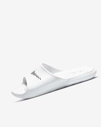 Klapki Męskie Nike Victori One Białe Czarne | PL_5149