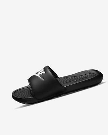 Klapki Męskie Nike Victori One Czarne Białe | PL_2564