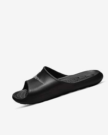 Klapki Męskie Nike Victori One Czarne Białe | PL_4985