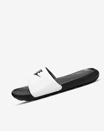 Klapki Męskie Nike Victori One Czarne Białe | PL_5357