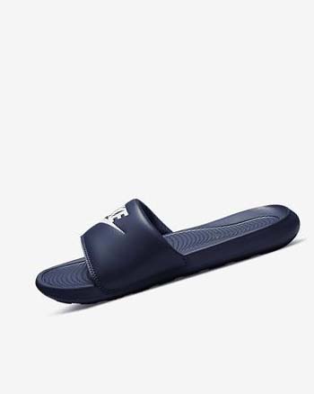 Klapki Męskie Nike Victori One Granatowe Białe | PL_5239
