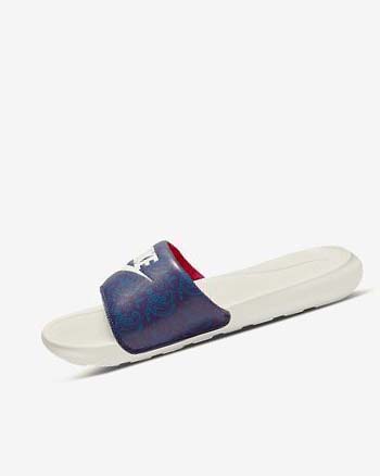 Klapki Męskie Nike Victori One Niebieskie Ciemny Niebieskie Czerwone | PL_2763