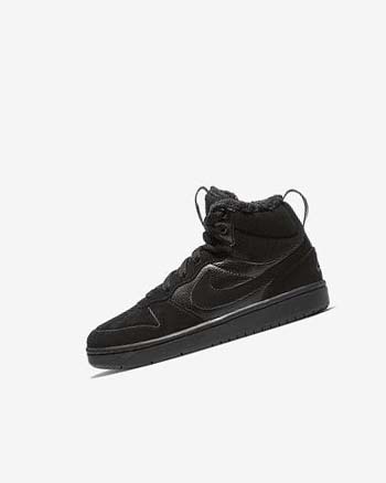 Kozaki Chłopięce Nike Court Borough Mid 2 Czarne Czarne Czarne | PL_5110