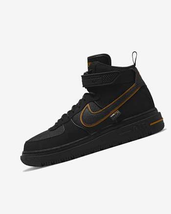 Kozaki Męskie Nike Air Force 1 Czarne Brązowe Złote Czarne | PL_4722
