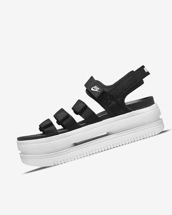 Sandały Damskie Nike Icon Klasyczne Czarne Białe Białe | PL_2849