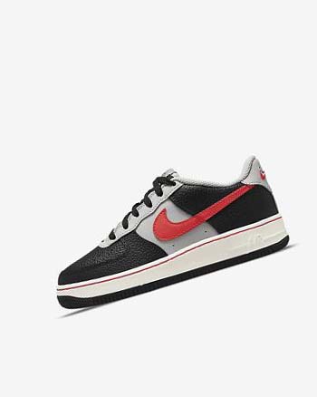 Trampki Chłopięce Nike Air Force 1 EMB Czarne Szare Czerwone | PL_5330