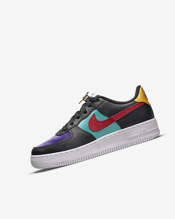 Trampki Chłopięce Nike Air Force 1 LV8 EMB Czarne Turkusowe Fioletowe Czerwone | PL_3208