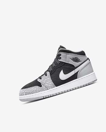 Trampki Chłopięce Nike Air Jordan 1 Mid SE Czarne Białe Głęboka Szare Czerwone | PL_4594