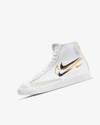 Trampki Chłopięce Nike Blazer Mid '77 Białe Czarne Białe | PL_2365