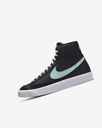 Trampki Chłopięce Nike Blazer Mid '77 Czarne Białe Mięta | PL_2638