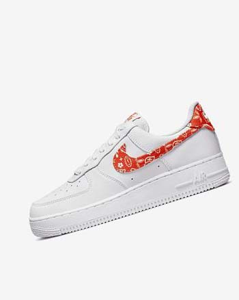 Trampki Damskie Nike Air Force 1 '07 Białe Białe Pomarańczowe | PL_5450
