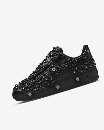 Trampki Damskie Nike Air Force 1 LXX x Swarovski Czarne Metal Srebrne Czarne | PL_5596