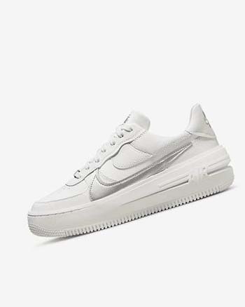 Trampki Damskie Nike Air Force 1 PLT.AF.ORM Białe Szare Metal Srebrne | PL_3007
