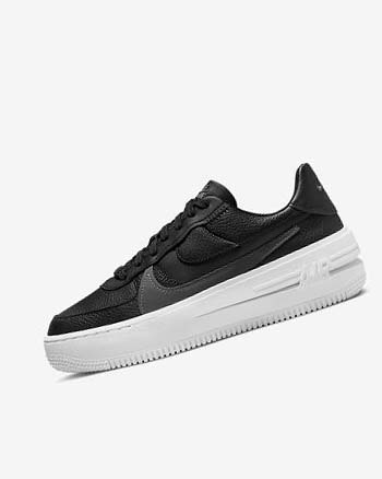 Trampki Damskie Nike Air Force 1 PLT.AF.ORM Czarne Białe Czarne Ciemny Szare | PL_4595