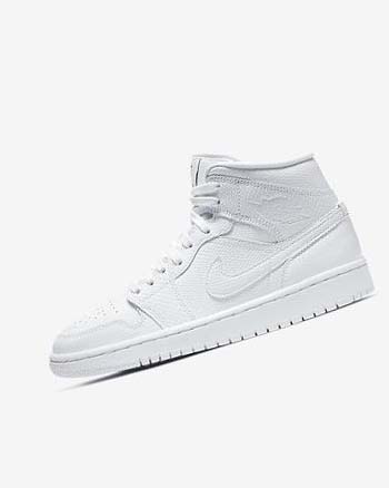 Trampki Damskie Nike Air Jordan 1 Mid Białe Białe | PL_5183
