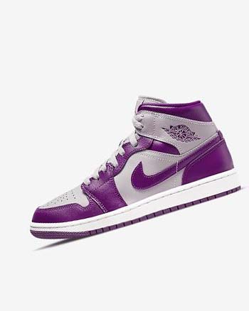 Trampki Damskie Nike Air Jordan 1 Mid Szare Czerwone Fioletowe | PL_4789