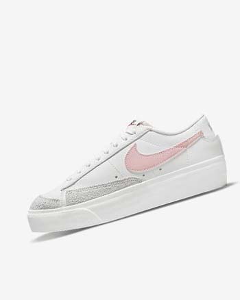 Trampki Damskie Nike Blazer Low Platformie Białe Białe Czarne Różowe | PL_3025