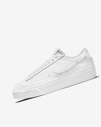 Trampki Damskie Nike Blazer Low Platformie Białe | PL_4498
