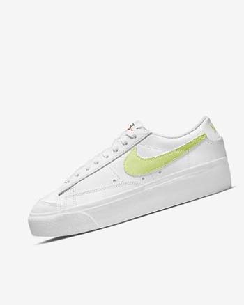 Trampki Damskie Nike Blazer Low Platformie Białe Białe Czarne Głęboka Cytrynowy | PL_5414