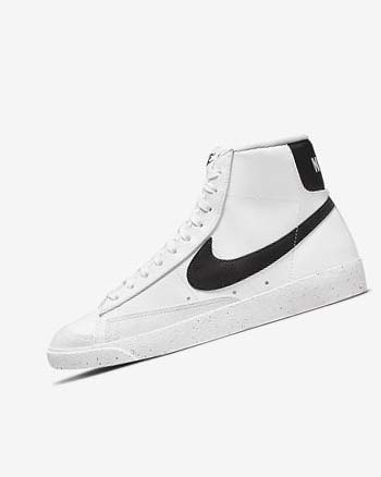 Trampki Damskie Nike Blazer Mid '77 Next Nature Białe Czarne | PL_5160