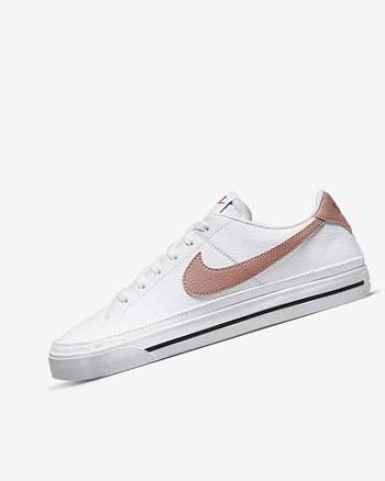 Trampki Damskie Nike Court Legacy Next Nature Białe Pomarańczowe Czarne Różowe | PL_5506