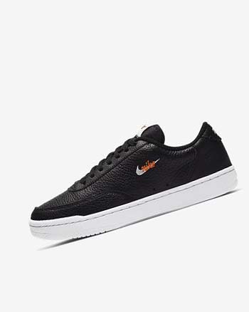 Trampki Damskie Nike Court Vintage Premium Czarne Pomarańczowe Białe | PL_4792