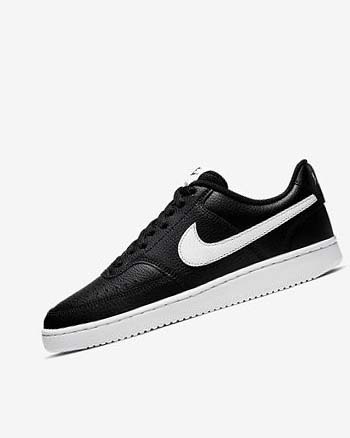 Trampki Damskie Nike Court Vision Low Czarne Białe | PL_5313