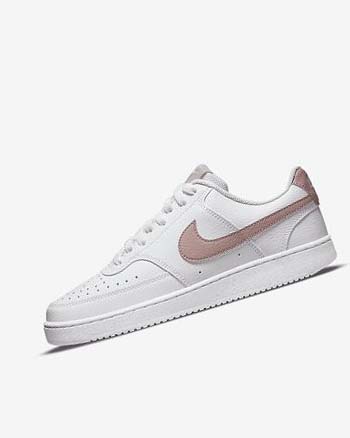 Trampki Damskie Nike Court Vision Low Next Nature Białe Różowe | PL_4925