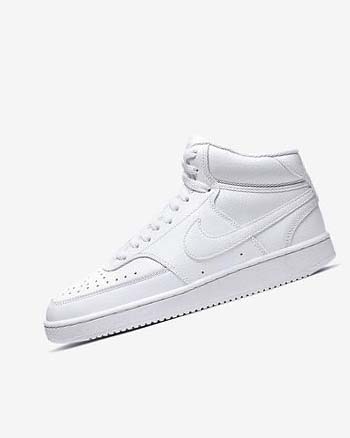 Trampki Damskie Nike Court Vision Mid Białe Białe Białe | PL_2488