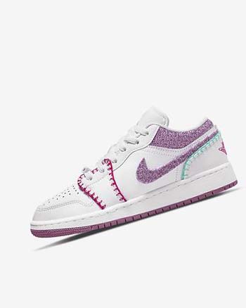 Trampki Dziewczynka Nike Air Jordan 1 Low SE Białe Różowe Turkusowe Głęboka Bordowe | PL_1127