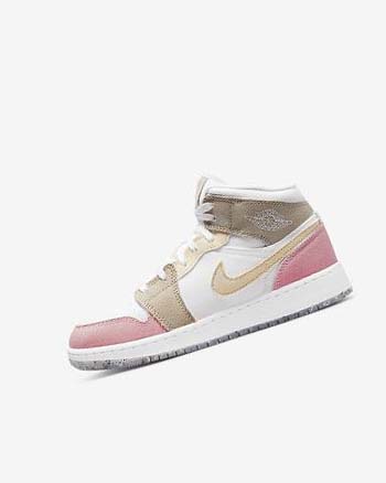 Trampki Dziewczynka Nike Air Jordan 1 Mid SE Białe Zielone | PL_2337