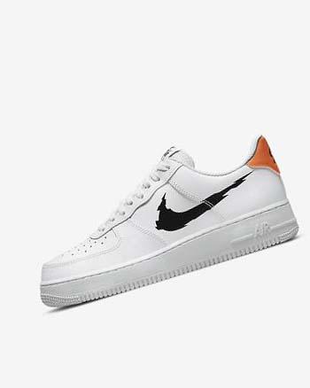 Trampki Męskie Nike Air Force 1 '07 Białe Białe Pomarańczowe Czarne | PL_5522