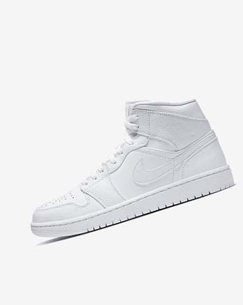 Trampki Męskie Nike Air Jordan 1 Mid Białe Białe Białe | PL_4839