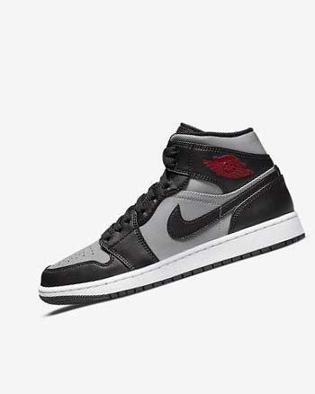 Trampki Męskie Nike Air Jordan 1 Mid Czarne Szare Białe Czerwone | PL_2375