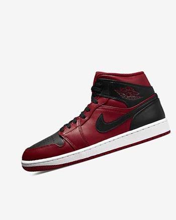 Trampki Męskie Nike Air Jordan 1 Mid Czerwone Białe Czarne | PL_2277