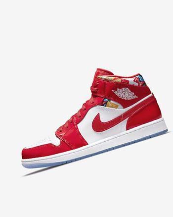 Trampki Męskie Nike Air Jordan 1 Mid SE Czerwone Granatowe Białe | PL_2574