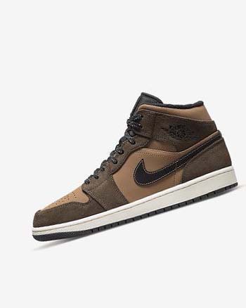Trampki Męskie Nike Air Jordan 1 Mid SE Ciemny Czekolada Brązowe Czarne Czerwone | PL_2769