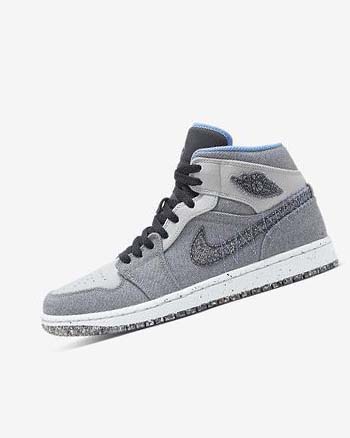Trampki Męskie Nike Air Jordan 1 Mid SE Szare Czarne Niebieskie Niebieskie | PL_2957