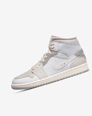 Trampki Męskie Nike Air Jordan 1 Mid SE Craft Białe Szare | PL_5211