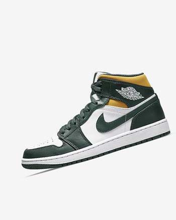 Trampki Męskie Nike Air Jordan 1 Mid Zielone Białe | PL_3213